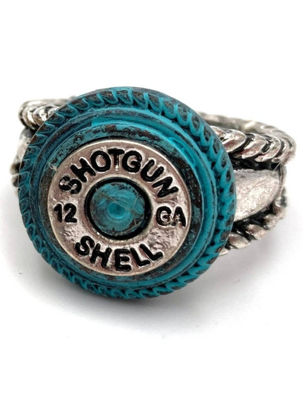 NWT 12 Ga Shotgun Bullet Shell Western Patina Stretch Ring
